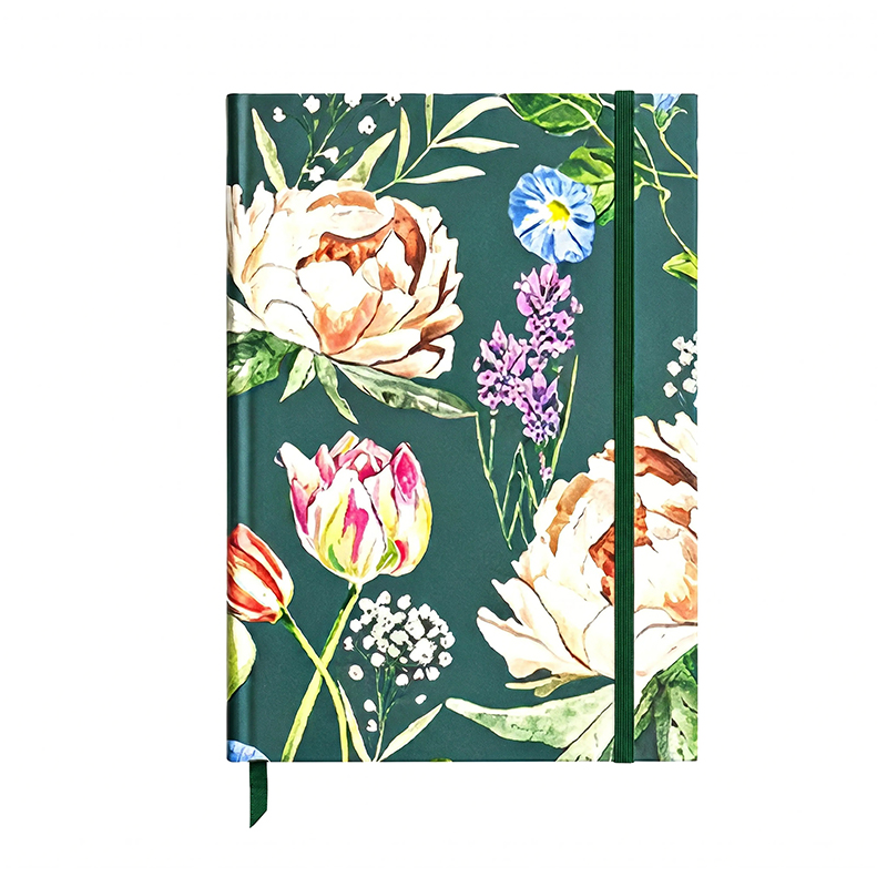 Cuaderno con correa con estampado floral colorido