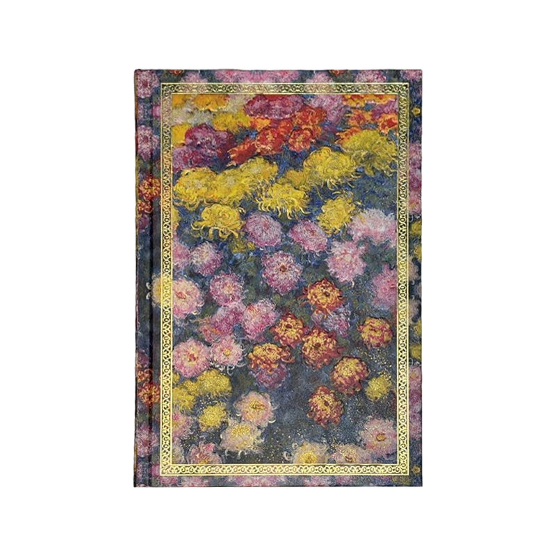 Cuaderno de pintura al óleo con crisantemo de colores