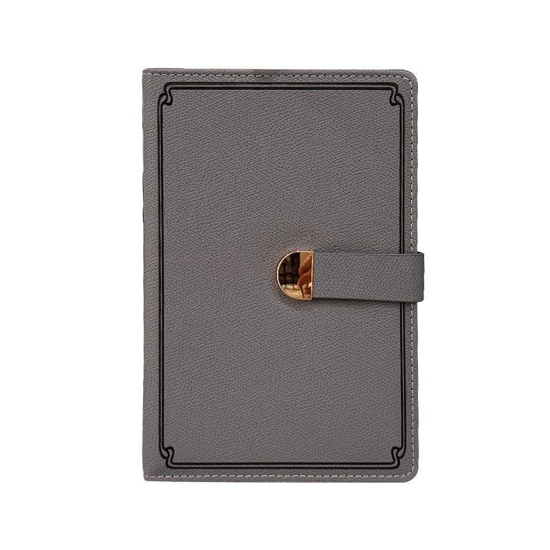 Cuadernos de oficina redondos de cuero PU con hebilla dorada