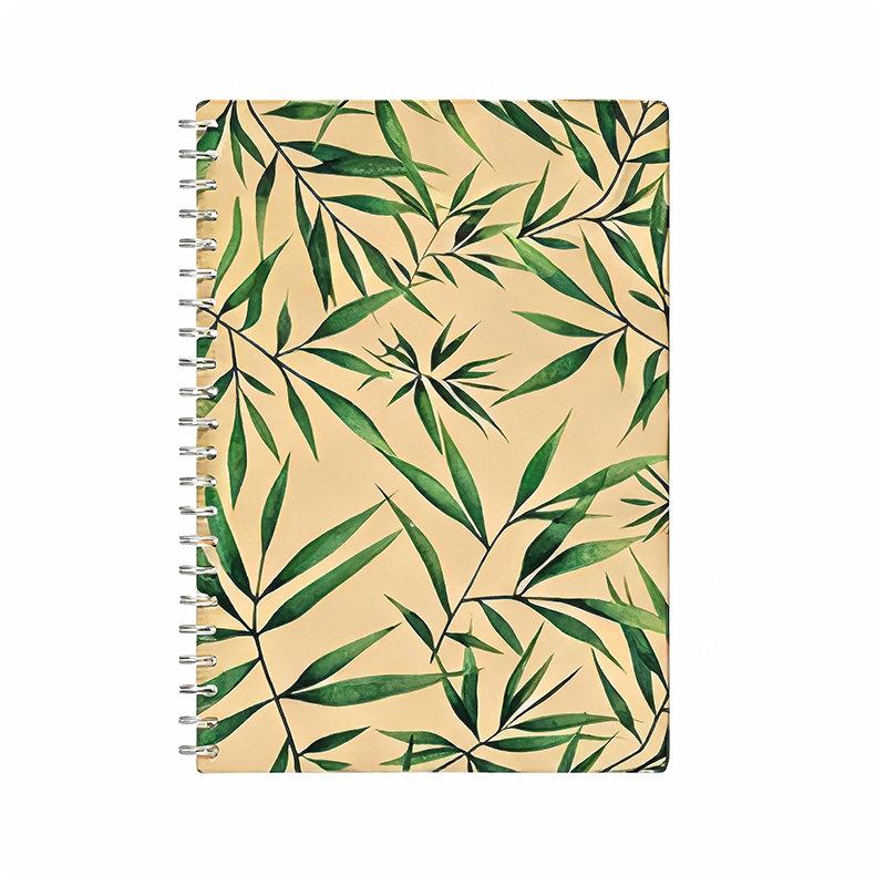 Cuaderno espiral de arte floral a rayas