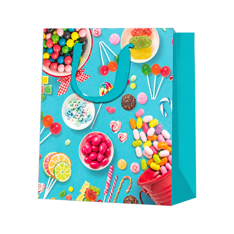 Bolsas de regalo verticales con forma de piruleta arcoíris