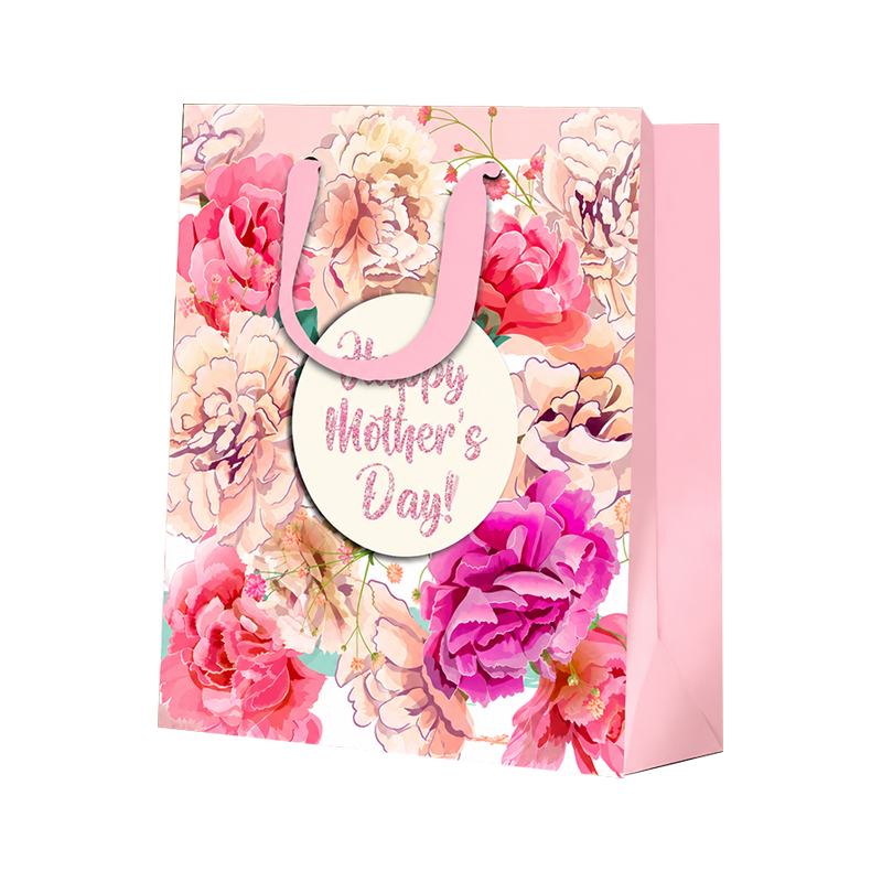 Bolsos de regalo verticales con estampado floral rosa
