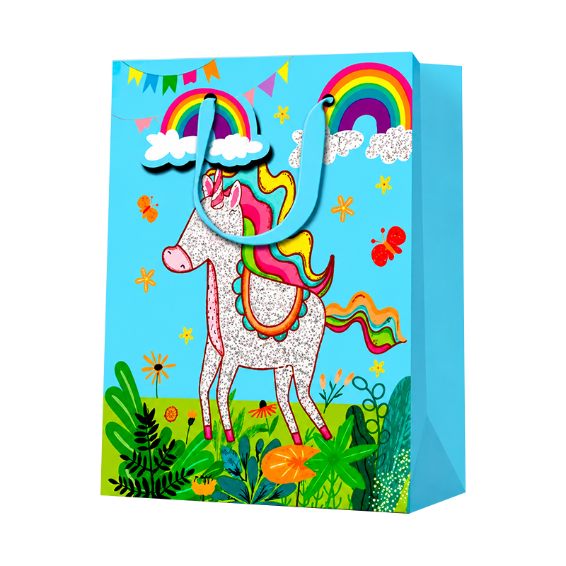 Bolsas de compras verticales de unicornio de dibujos animados